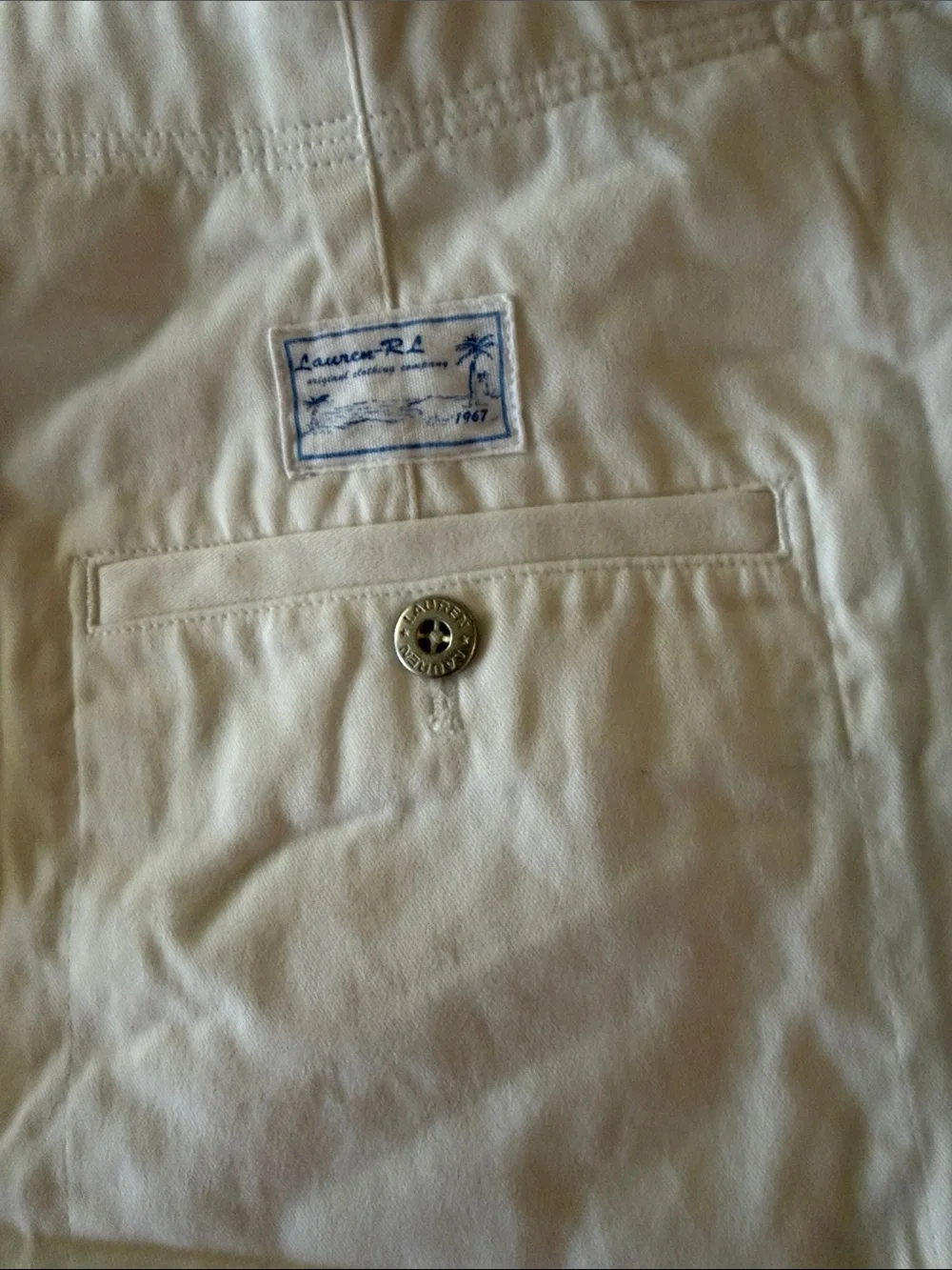 Ralph Lauren Lauren White Shorts with Pastel Plaid Waistband